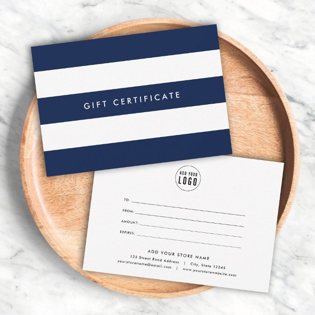 Ajouter des rayures de logo et un certificat-cadea (Créateur téléchargé)