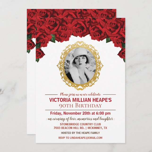 AJOUTER LA PHOTO - Invitation Rose Jalon Anniversa (Devant / Derrière)