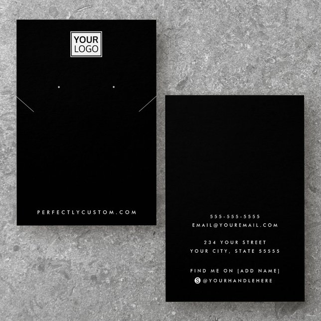Ajouter le logo collier noir carte d'affichage d'o (Add logo black necklace earring display card)