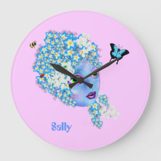 Ajouter le nom Flower Horloge fée, girly joli bleu