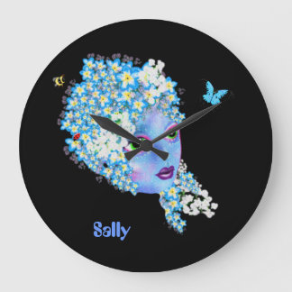 Ajouter le nom Flower Horloge fée, girly joli blue