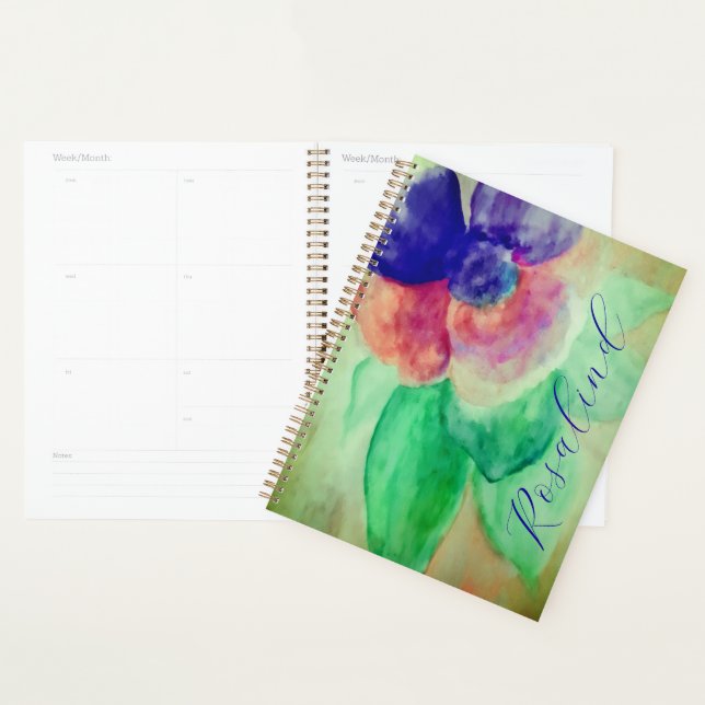Ajouter le nom Violet Bleu et rose Pastel Floral (Devant avec enveloppe)