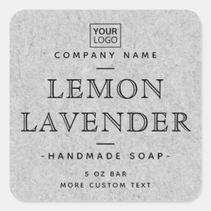 Ajouter logo carré texture papier gris étiquettes