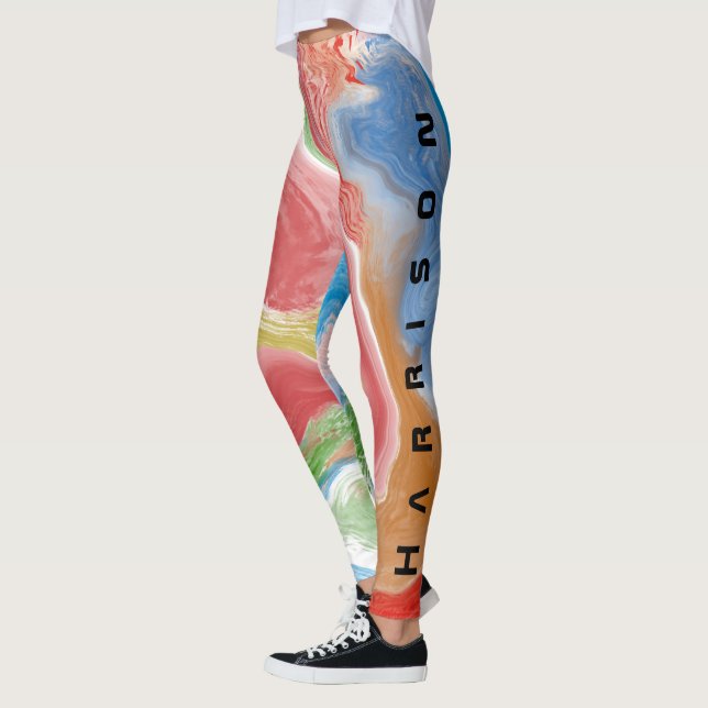 Ajouter Nom Leggings Aqua Rose Starburst Holograph (Gauche)