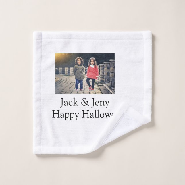 ajouter nom photo texte Halloween enfant fille gar (Gant de toilette)