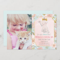 AJOUTER PHOTO - Cute Kitten Floral Invitation Anni