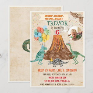 AJOUTER PHOTO - Invitation d'anniversaire Dinosaur