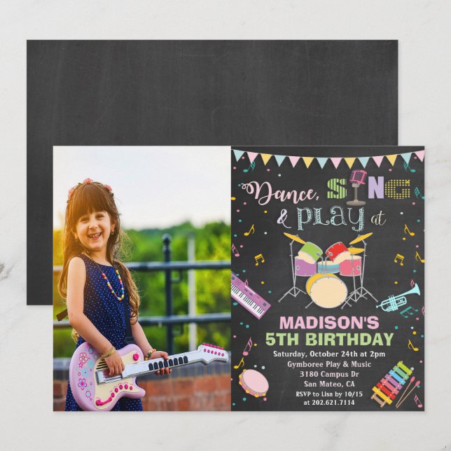 AJOUTER PHOTO - Invitation de Fête d'Anniversaire  (Devant / Derrière)