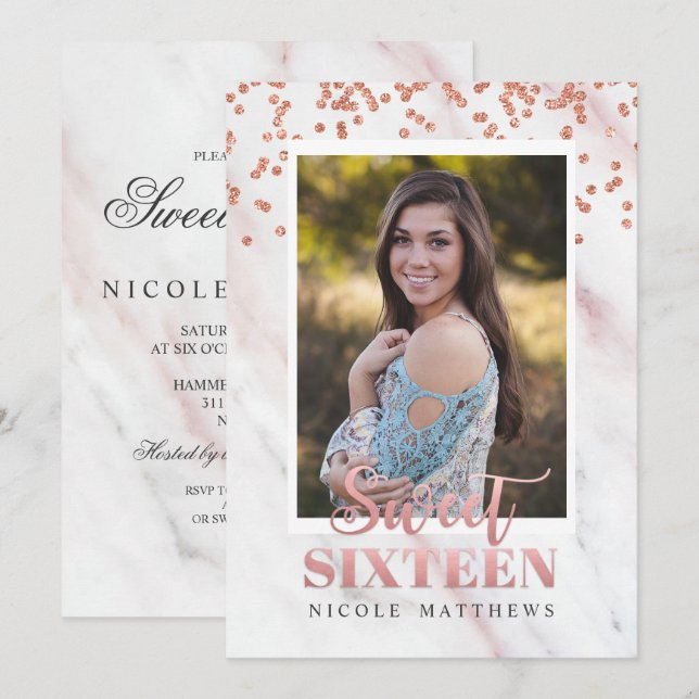 AJOUTER PHOTO - Invitation moderne pour un Sweet 1 (Devant / Derrière)