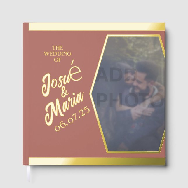 Ajouter Photo Moderne Mariage Foil Livre d'Invité (Recto)
