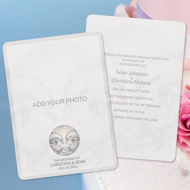 Ajouter Photo Moderne Whimsy Dolphin Faire-part de (Créateur téléchargé)