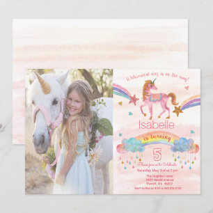 Ajouter Photo Rainbow Unicorn Invitation Anniversa