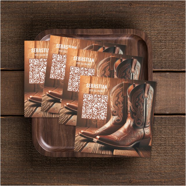 Ajouter Photo Western Magnetic QR Code Carte de vi (Add Photo Western Magnetic QR Code Business Card (multiple shown))
