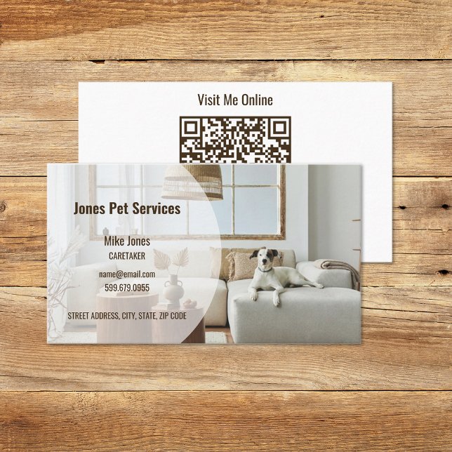 Ajouter un Carte de visite de code QR pour animal  (Add Photo Pet QR Code Business Cards (front and back))
