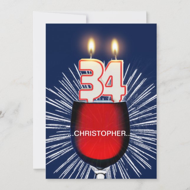 Ajouter un nom, 34e fête d'anniversaire Invitation (Devant)