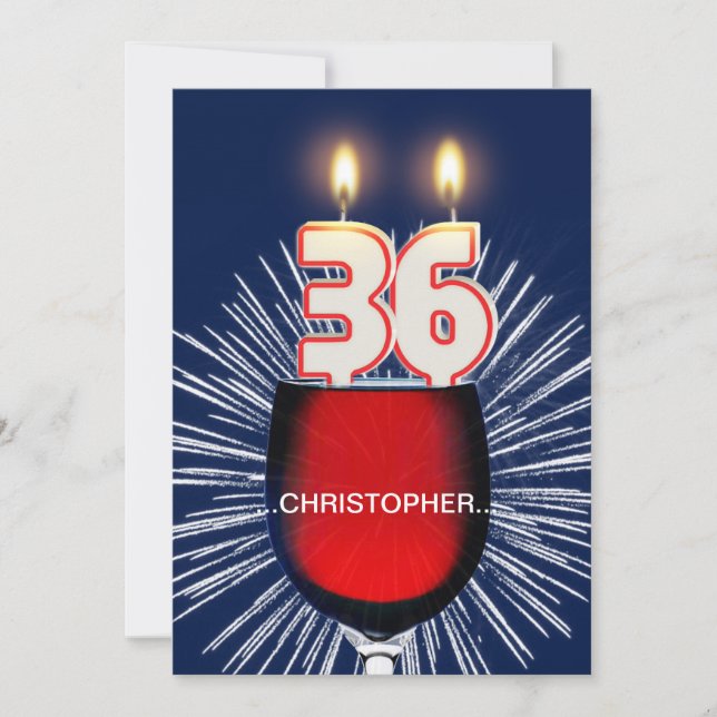 Ajouter un nom, 36e fête d'anniversaire Invitation (Devant)