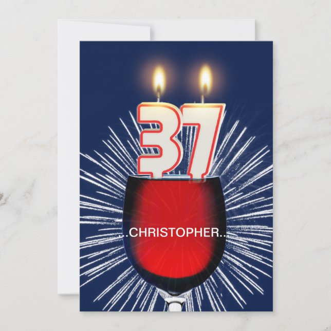 Ajouter un nom, 37e fête d'anniversaire Invitation (Devant)