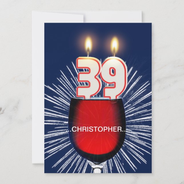 Ajouter un nom, 39e fête d'anniversaire Invitation (Devant)