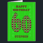 Ajouter Un Nom 60th Birthday Footballs<br><div class="desc">Ajoutez un nom pour faire une carte de 60ème anniversaire pour un fan de football. Les numéros sont remplis de balles,  tandis que l'arrière - plan est un terrain de football.</div>