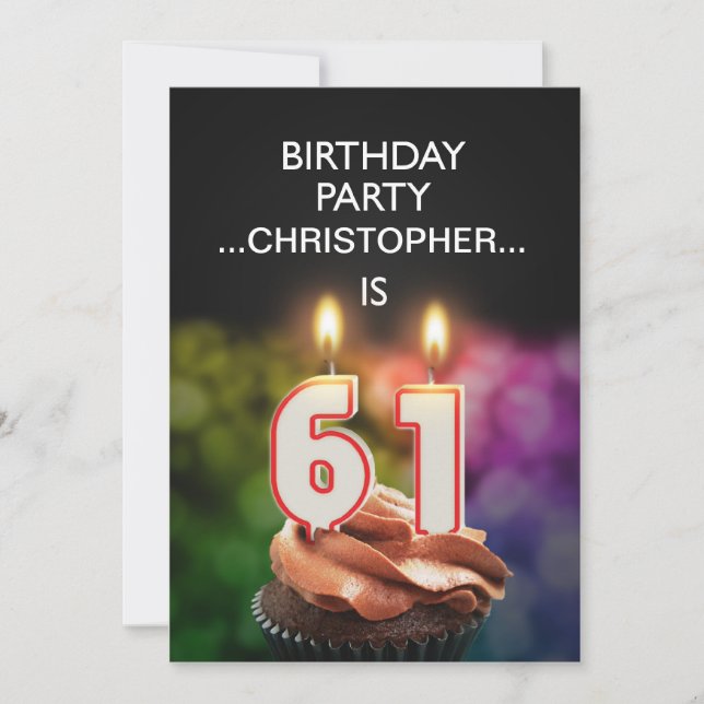 Ajouter un nom, 61e fête d'anniversaire Invitation (Devant)