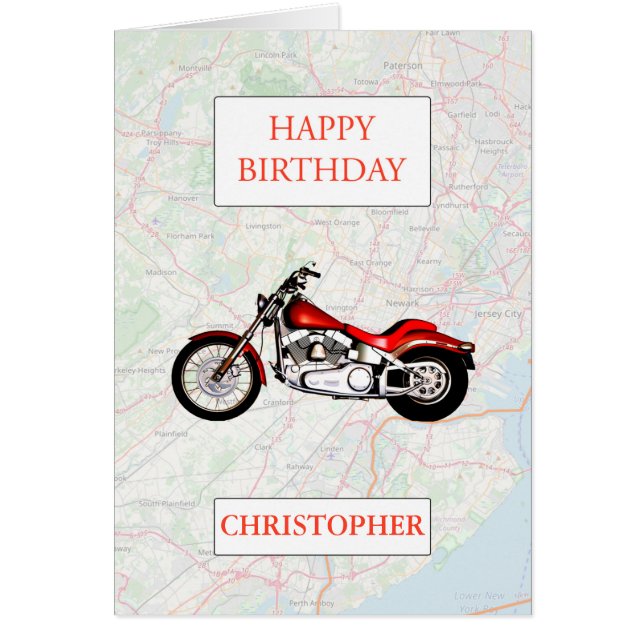Ajouter un nom carte et moto anniversaire (Devant)