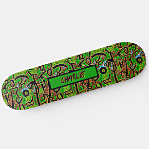 Ajouter un nom, Green Brown Graffiti Skateboard
