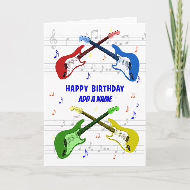 Ajouter Un Nom Guitares Carte Anniversaire (Devant)