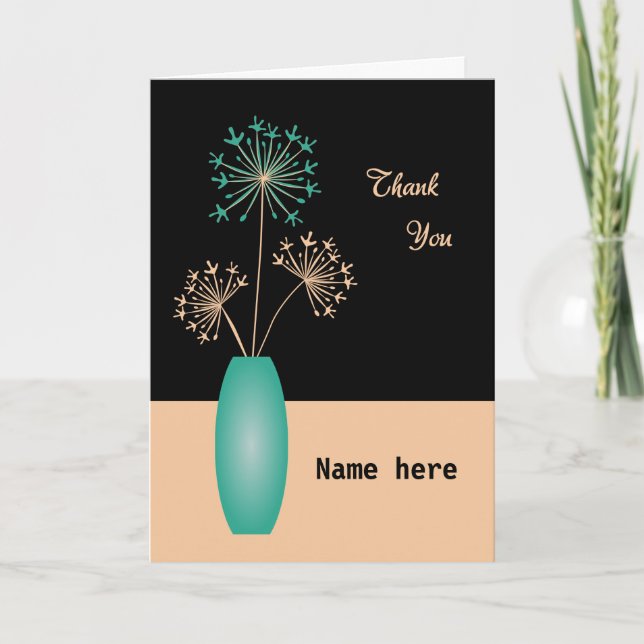 Ajouter un nom merci fleurs carte moderne (Devant)
