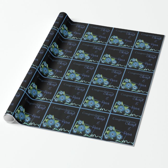 Ajouter un nom modèle de papier cadeau floral Chic (Déroulé)