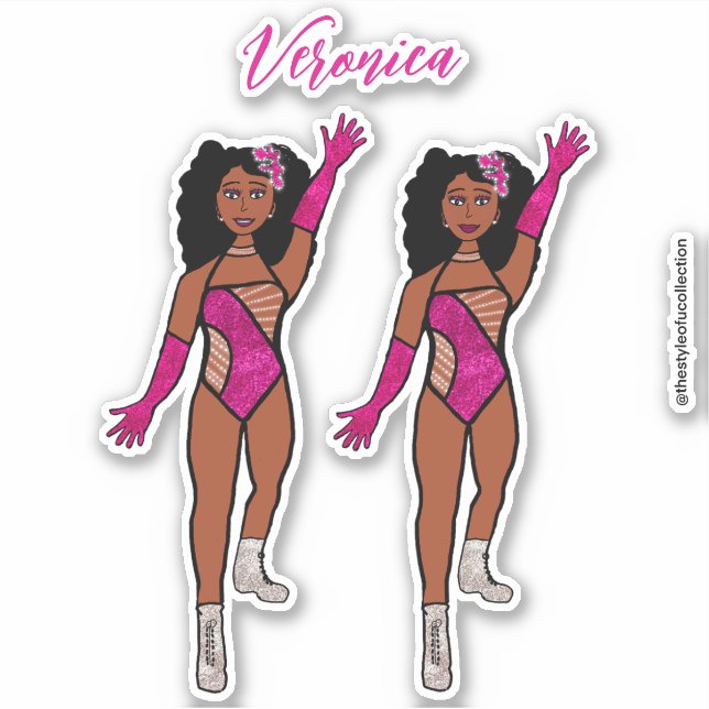 Ajouter un nom Sticker Dancer Fuchsia & Diamonds A (Devant)
