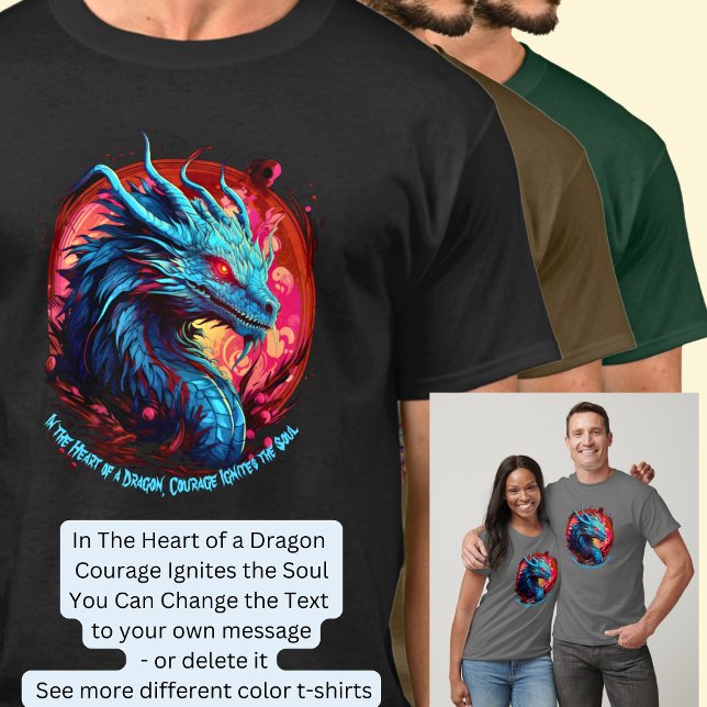 Ajouter un nom Texte, Dragon bleu sur T-shirt Red  (Créateur téléchargé)