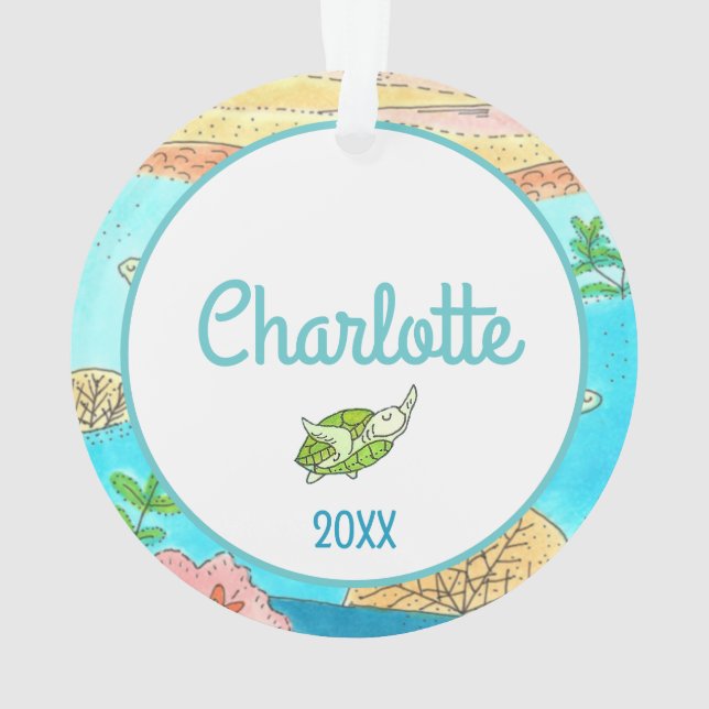 Ajouter un nom Tortues de mer Tropical Beach Artwo (dos)