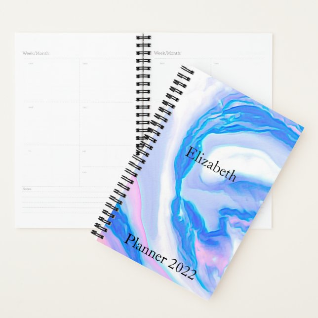 Ajouter un planificateur en marbre bleu, blanc et  (Devant avec enveloppe)