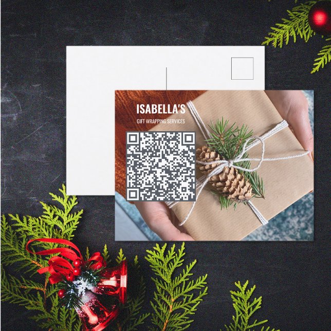 Ajouter une carte postale professionnelle QR Code  (Add Photo QR Code Business Postcard (front and back))