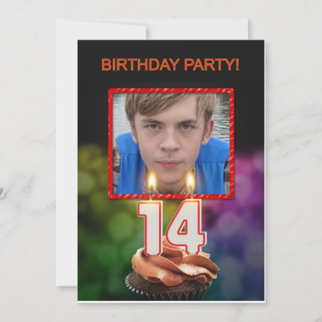 Ajouter une photo, 14th Birthday party Invitation (Devant)