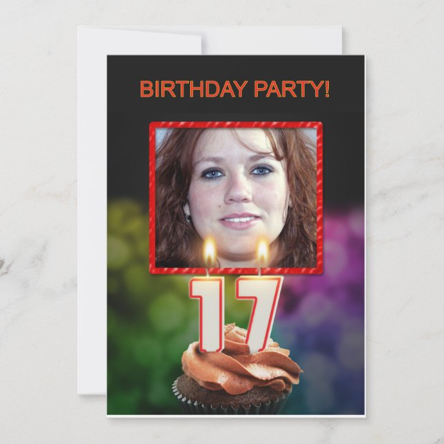 Ajouter une photo, 17th Birthday party Invitation (Devant)