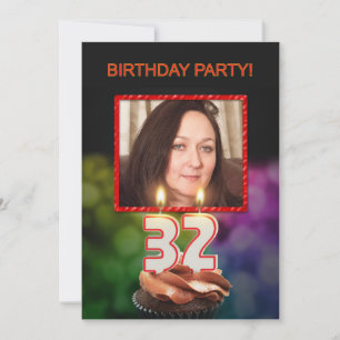 Ajouter une photo, 32e anniversaire Invitation