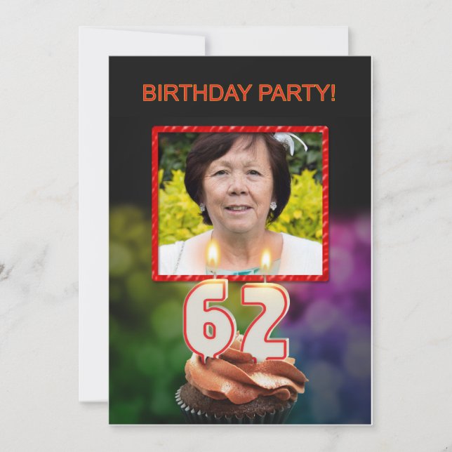Ajouter une photo, 62e anniversaire Invitation (Devant)