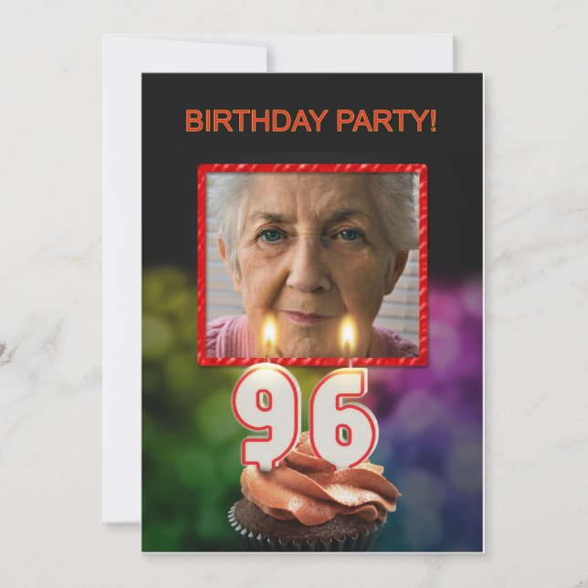Ajouter une photo, 96e anniversaire Invitation (Devant)