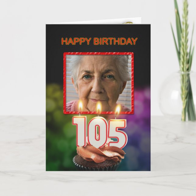 Ajouter une photo, carte 105e anniversaire avec bo (Devant)