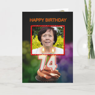 Ajouter une photo, carte d'anniversaire 74e avec b