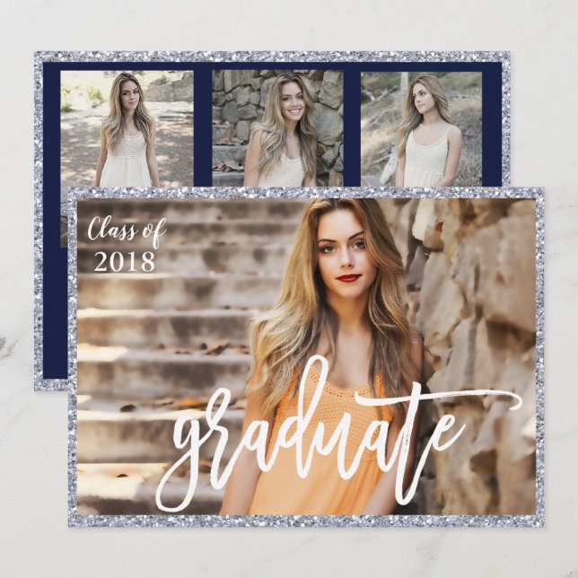 AJOUTER UNE PHOTO - Invitation Pailletée de Remise (Devant / Derrière)