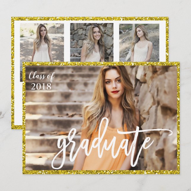 AJOUTER UNE PHOTO - Invitation Pailletée de Remise (Devant / Derrière)