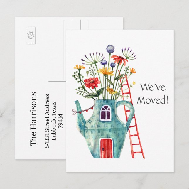 Ajouter une photo, nous avons déménagé, carte post (Devant / Derrière)