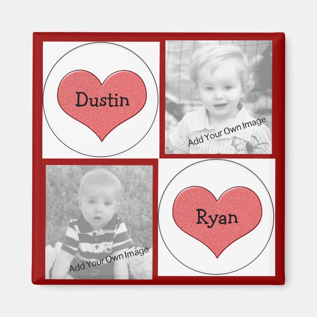 Ajouter Vos Informations, Red Hearts Photo Magnet (Devant)