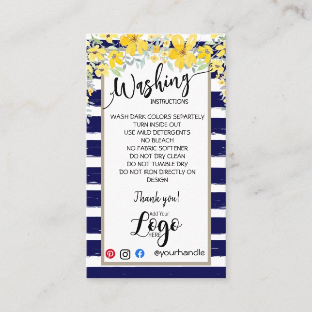 AJOUTER VOS instructions de lavage LOGO CARTES DE  (Devant)