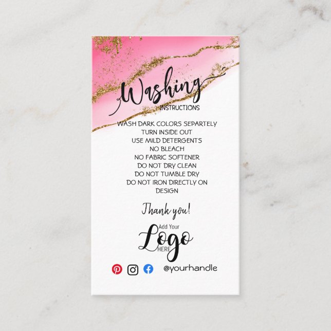 AJOUTER VOS instructions de lavage LOGO CARTES DE  (Devant)