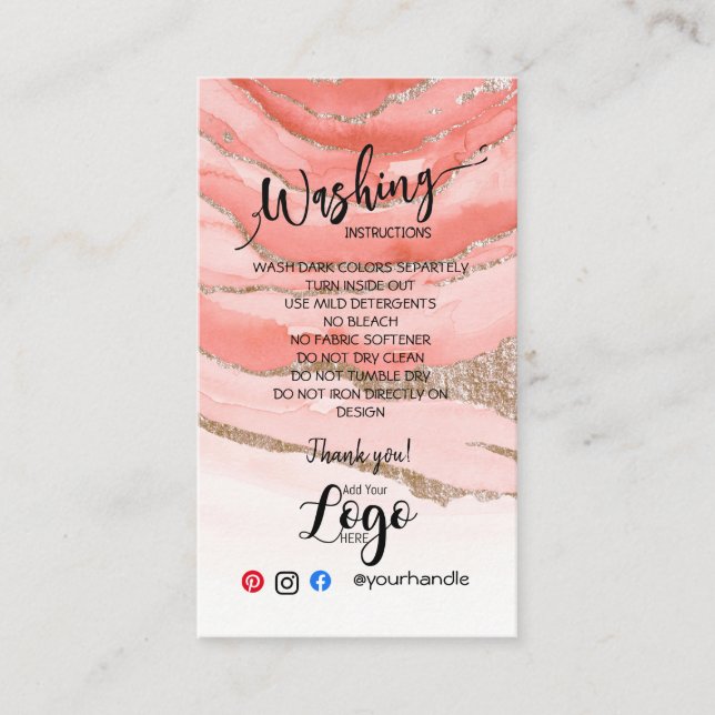 AJOUTER VOS instructions de lavage LOGO CARTES DE  (Devant)