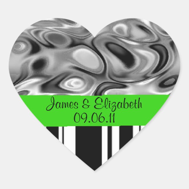 Ajouter vos noms et date Stickers mariage vert (Devant)