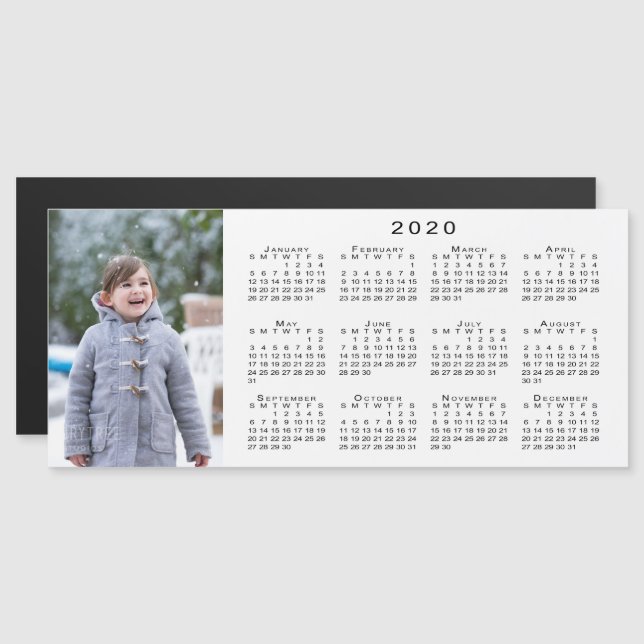Ajouter votre calendrier Photo 2020 en blanc (Devant / Derrière)